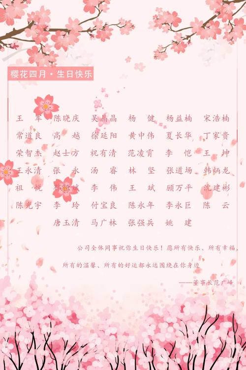 【生日祝?！抗ё?月生日的員工生日快樂！