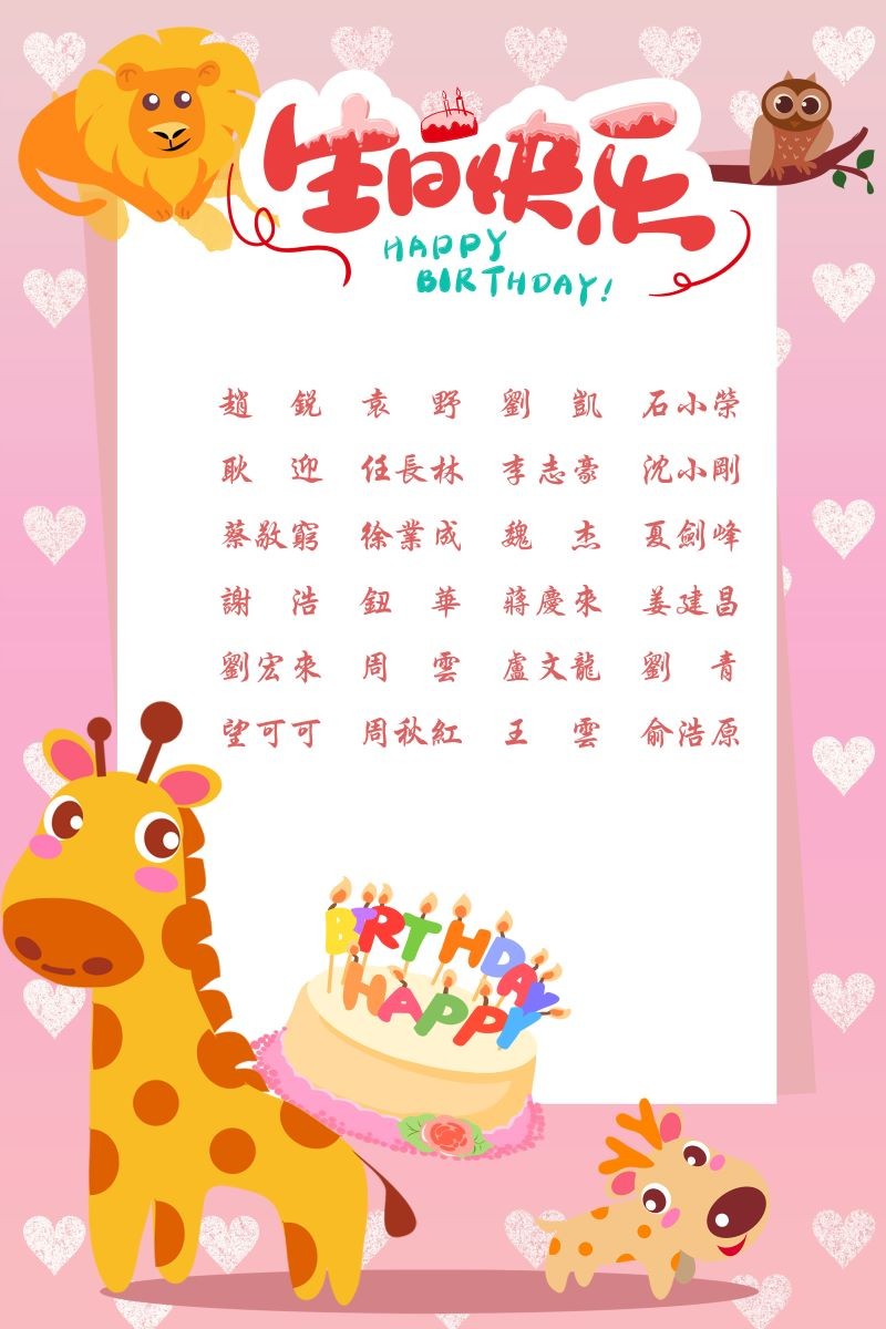【生日祝福】恭祝08月生日的員工生日快樂！